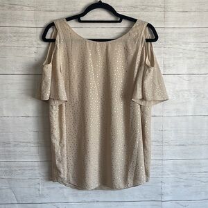 Cooper & Ella Polka Dot Cold Shoulder Blouse | SIZE M